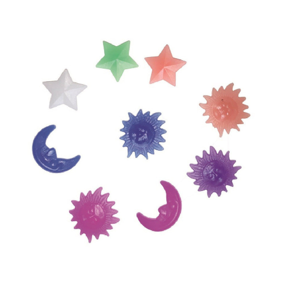 30PCS BUNTE FLUORESZIERENDE CLIPS STERNE MOND SONNE PVC FAHRRAD RAD SPEICHEN XC-1619