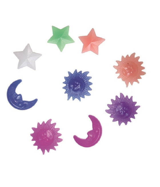 30PCS BUNTE FLUORESZIERENDE CLIPS STERNE MOND SONNE PVC FAHRRAD RAD SPEICHEN XC-1619