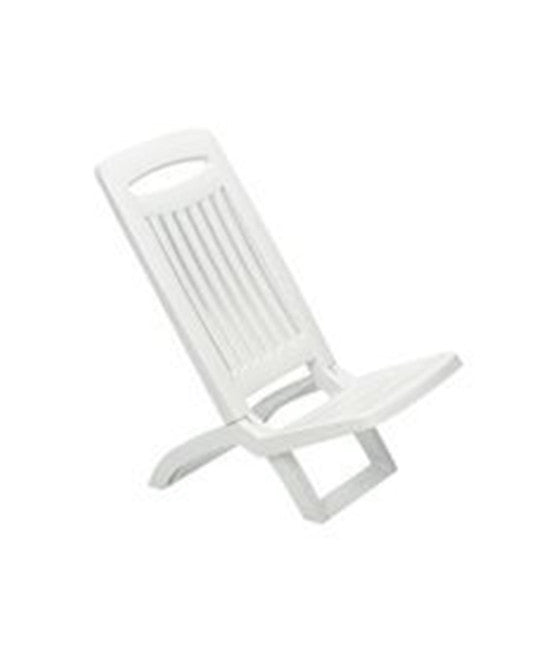 4 niedrige Strandstühle aus weißem Kunststoff