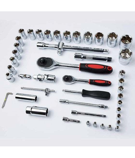 46-TEILIGER STECKSCHLÜSSELSATZ MIT RATSCHE 1/4" SECHSKANTSCHRAUBENDREHERROHR