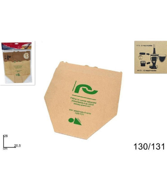 12 BEUTEL FILTERBEUTEL NATURPAPIER STAUBSAUGER MODELLE 130/131