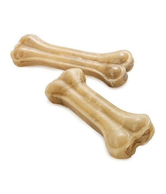 2ER SET GEPRESSTE KAUKNOCHEN 20 CM AUS ROHEM RINDSLEDER FÜR HUNDEZÄHNE