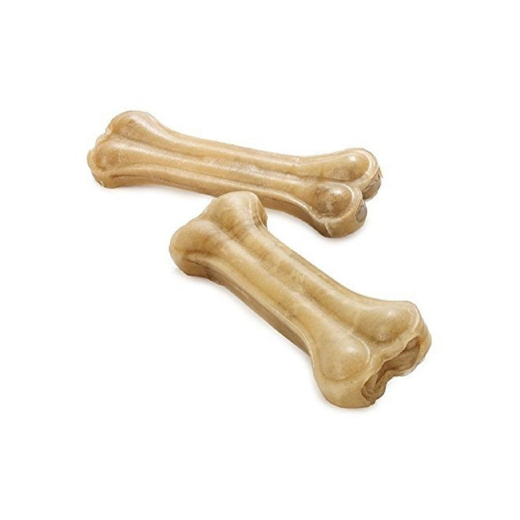 2ER SET GEPRESSTE KAUKNOCHEN 20 CM AUS ROHEM RINDSLEDER FÜR HUNDEZÄHNE