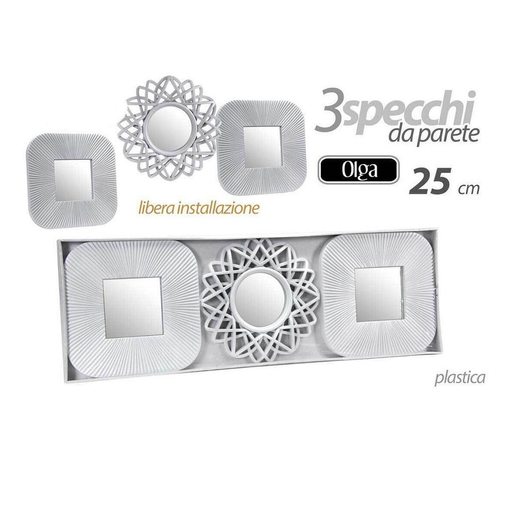 3 DEKORATIV BEMALTE WANDSPIEGEL KOSTENLOSE INSTALLATION 25 CM KUNSTSTOFF