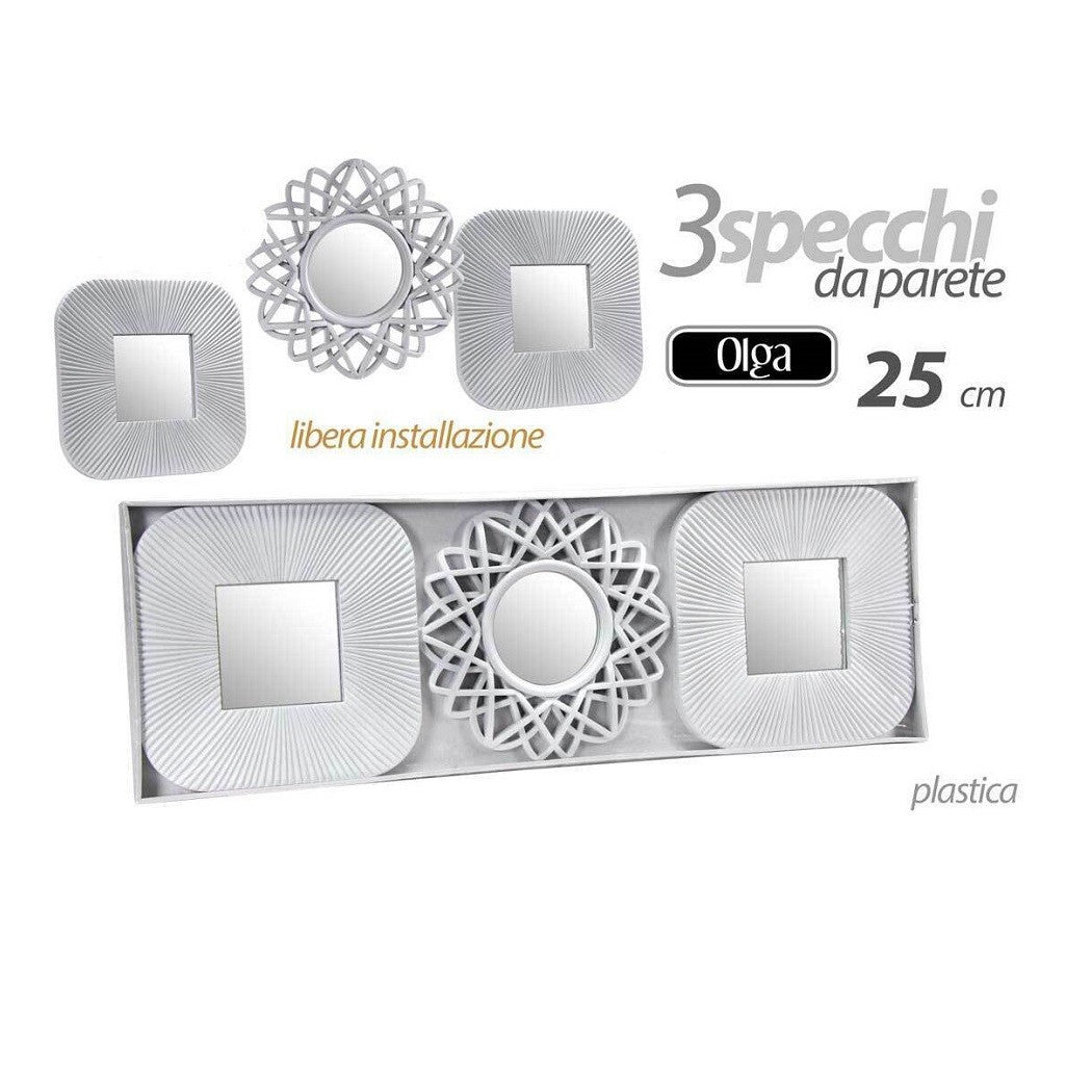 3 DEKORATIV BEMALTE WANDSPIEGEL KOSTENLOSE INSTALLATION 25 CM KUNSTSTOFF