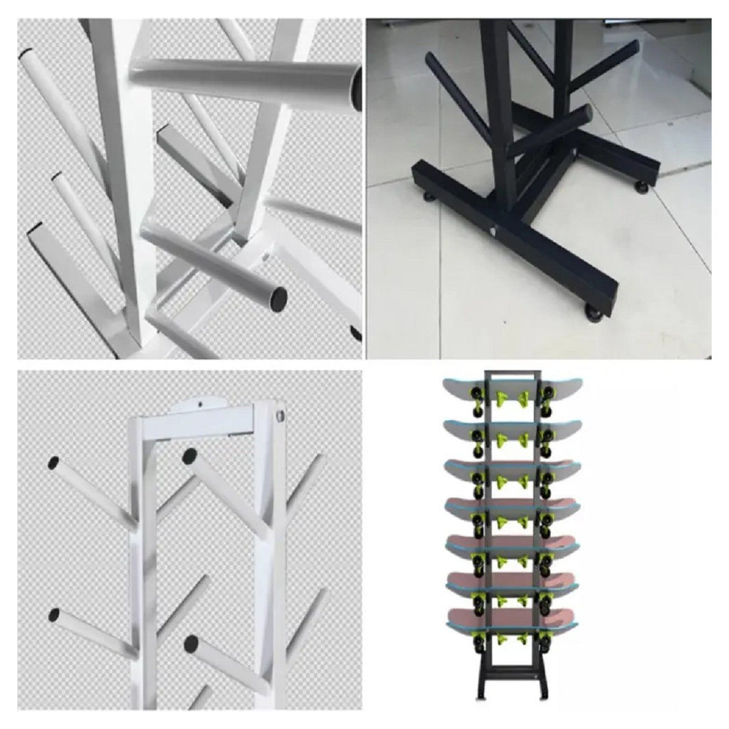 7-LAGIGER METALL-SKATEBOARD-STÄNDER FÜR LADENAUSLAGEN
