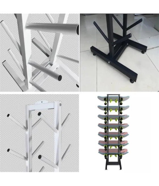 7-LAGIGER METALL-SKATEBOARD-STÄNDER FÜR LADENAUSLAGEN