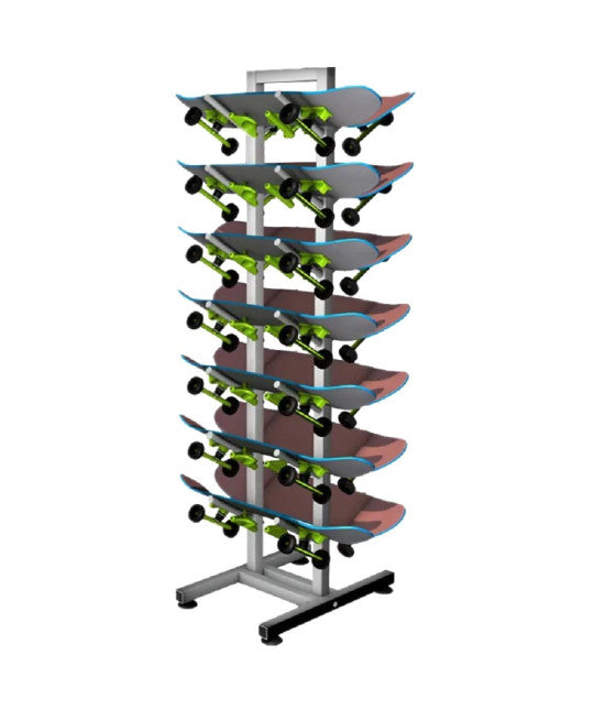 7-LAGIGER METALL-SKATEBOARD-STÄNDER FÜR LADENAUSLAGEN