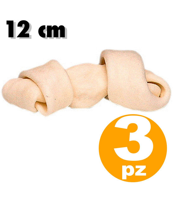 3-TEILIGES WEISSES KNOCHENFÖRMIGES HUNDESNACK-SET MIT KNOTEN