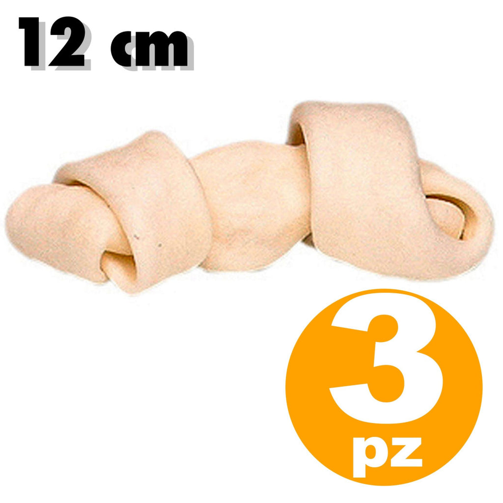 3-TEILIGES WEISSES KNOCHENFÖRMIGES HUNDESNACK-SET MIT KNOTEN