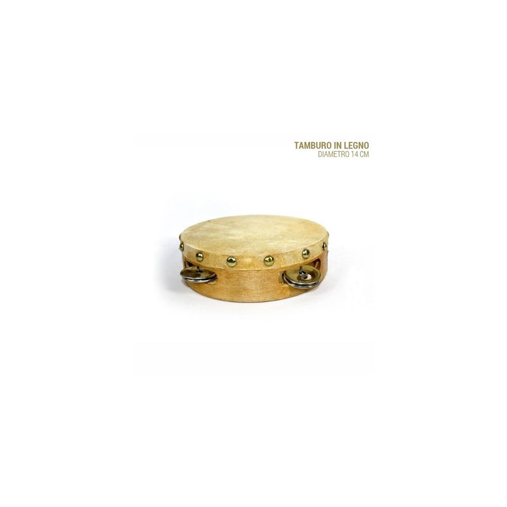 14 CM TAMBURIN HOLZTROMMEL MIT RASSELN WOHNKULTUR MUSIKINSTRUMENT