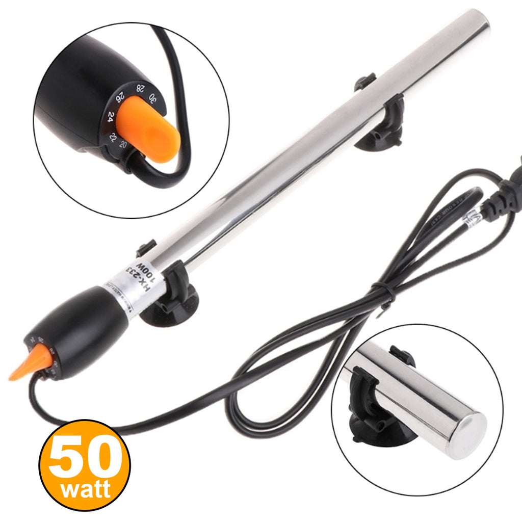 AQUARIENHEIZER 50 W THERMOREGULATOR MIT STAHLTHERMOSTAT