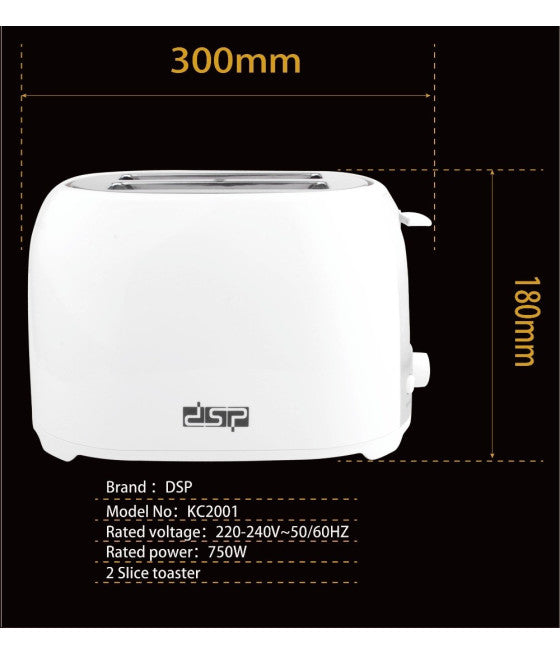 2-SCHEIBEN-TOASTER 750 W 6 STUFEN AUFTAUFUNKTION TOAST WEISS