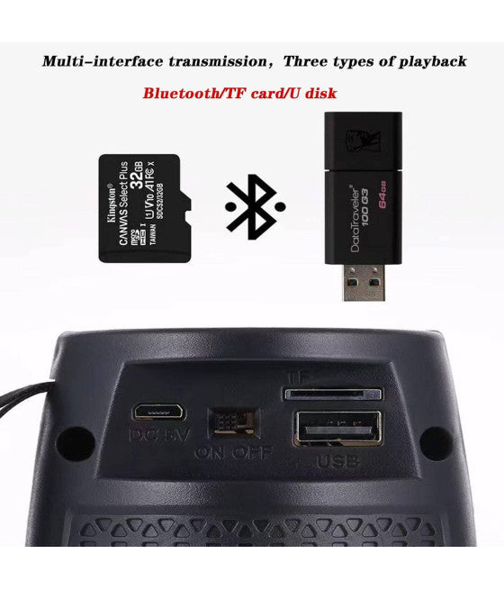 5W STEREO BLUETOOTH TRAGBARER LAUTSPRECHER LED LICHT EXTERNER LAUTSPRECHER