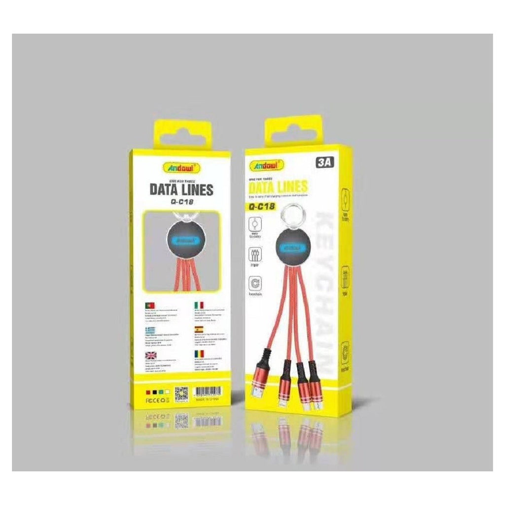 3 IN 1 USB LIGHTNING TYPE-C MICRO USB 0,2 MT Q-C18
