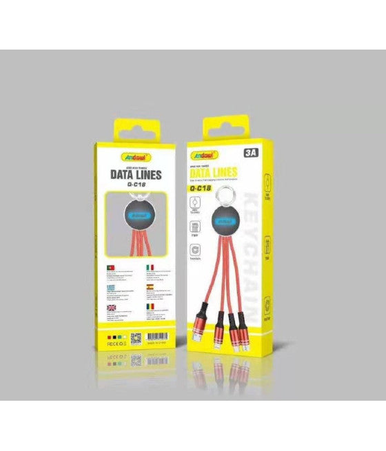 3 IN 1 USB LIGHTNING TYPE-C MICRO USB 0,2 MT Q-C18