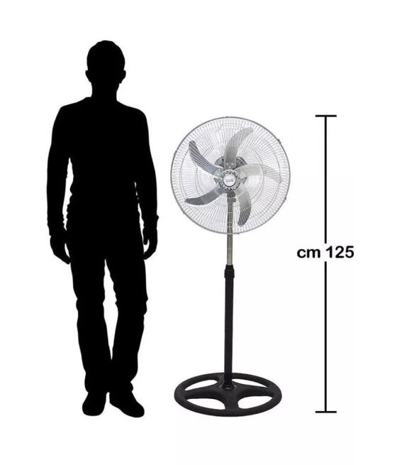 65-W-Standventilator aus Stahl mit 5 Flügeln und 3 Geschwindigkeiten