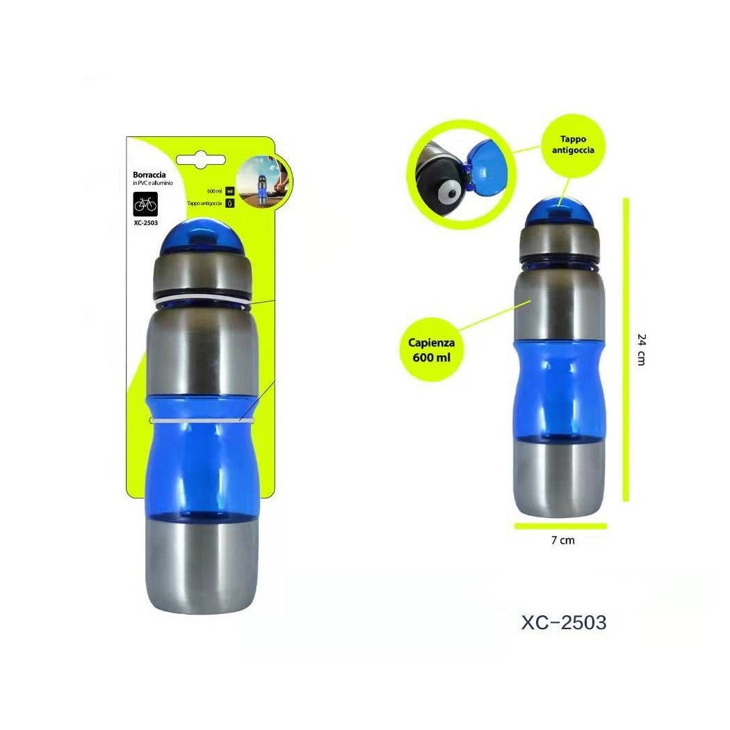 ALUMINIUM PVC TRINKFLASCHE MIT TROPFFREIEM DECKEL 600ML FÜR FAHRRAD XC-2503