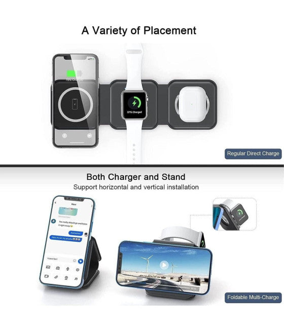 3IN1 DRAHTLOSES LADEGERÄT 15W FALTBARES MAGNETISCHES LADEGERÄT