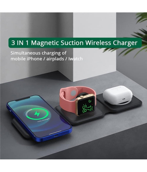 3IN1 DRAHTLOSES LADEGERÄT 15W FALTBARES MAGNETISCHES LADEGERÄT