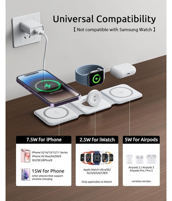 3IN1 DRAHTLOSES LADEGERÄT 15W FALTBARES MAGNETISCHES LADEGERÄT