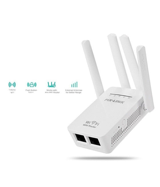 4ANTENNA WIRELESS SIGNAL REPEATER 2-PORT WIFI RANGE EXTENDER ROUTER