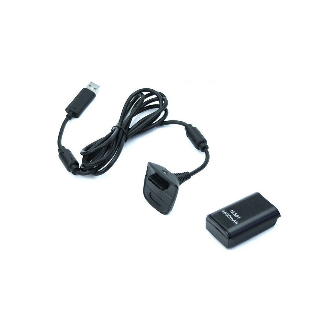 Akku und Ladekabel für Xbox 360 Controller schwarz Kit 4800mha