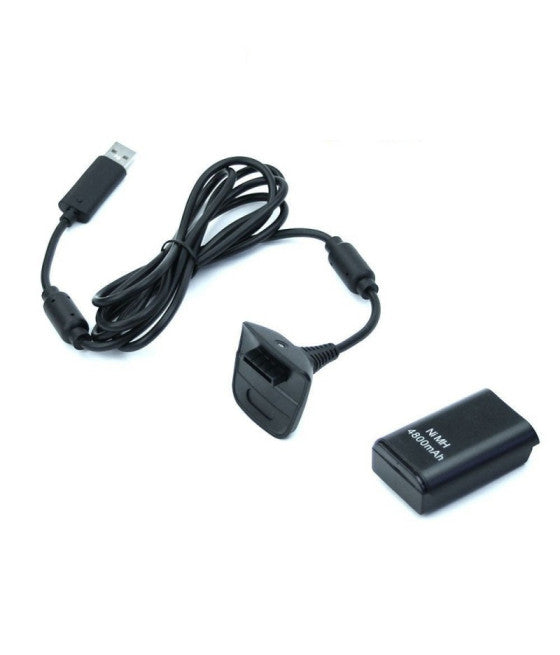 Akku und Ladekabel für Xbox 360 Controller schwarz Kit 4800mha