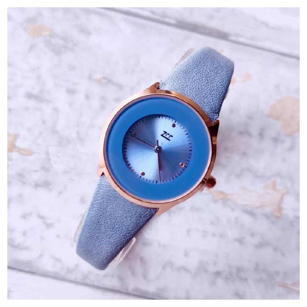 ANALOGISCHE ZCC POLSO MODE CINTURINO IN PELLE AZZURRO