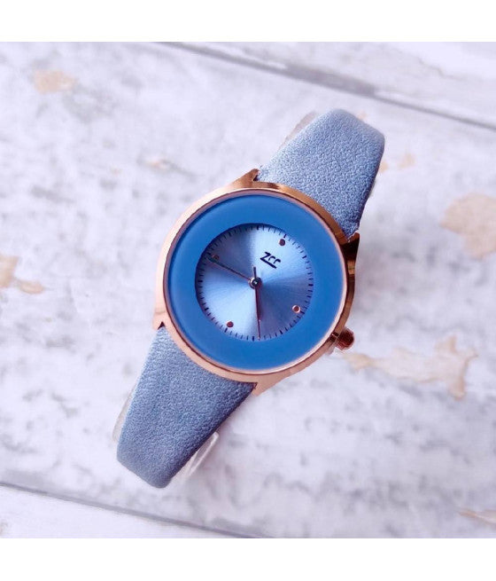 ANALOGISCHE ZCC POLSO MODE CINTURINO IN PELLE AZZURRO