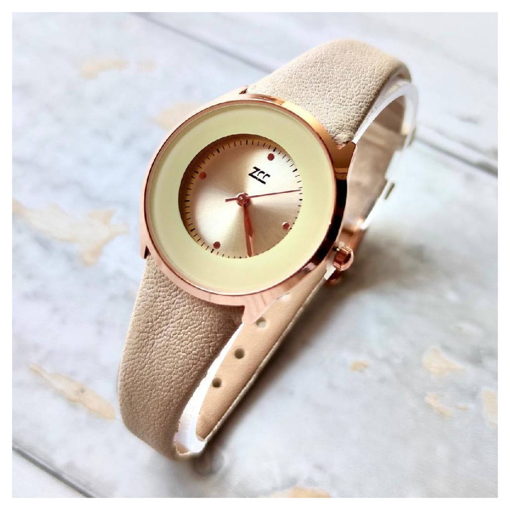 ANALOGISCHE ZCC POLSO MODE BEIGE MIT CINTURINO PELLE