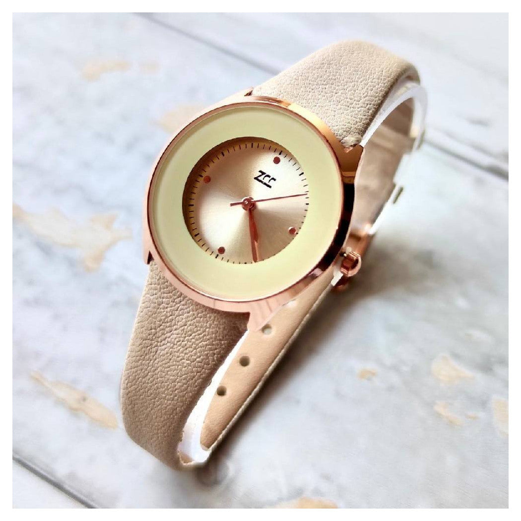 ANALOGISCHE ZCC POLSO MODE BEIGE MIT CINTURINO PELLE