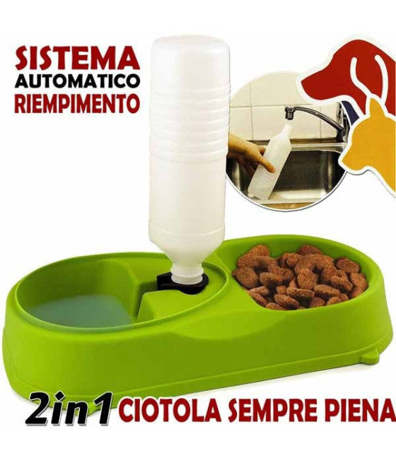 2IN1 DOPPELNAPF FÜR HUNDE UND KATZEN MIT AUTOMATISCHEM WASSERFÜLLSYSTEM