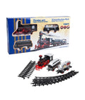 13-TEILIGE EISENBAHNSTRECKE MIT GLEISEN, LOKOMOTIVEN UND WAGGONS MIT LICHT UND GERÄUSCHEN